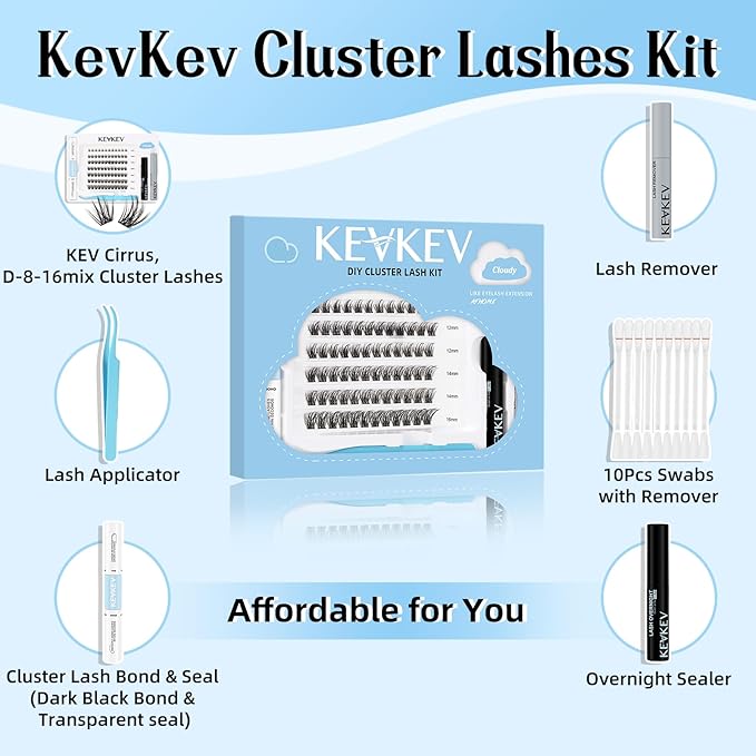 DIY Lash Extension Kit - Lash Clusters, Bond & Seal Overnighter, Sealer & Remover - DIY Eyelash Applicator