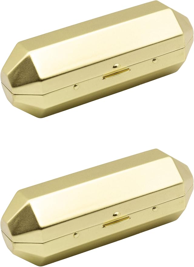 Stephanie Imports Set of 2 Capsule Shaped Lipstick Cases With Glass Mirror (Gold Polygon)