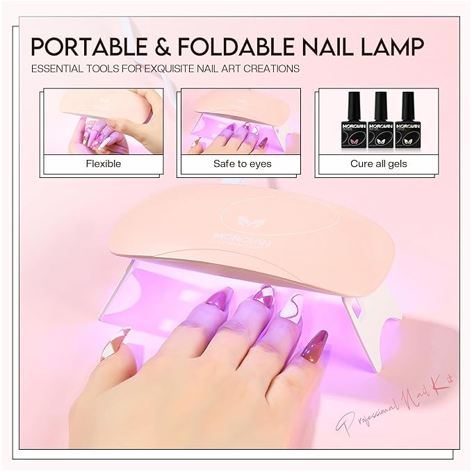 Morovan Acrylic Nail Kit for Beginners: Professional Nail Kit Acrylic Nail Set with U V Lamp with Everything Gel Polish Starter Kit with Glitter Acrylic Powder Nail Kit Gift Home Salon