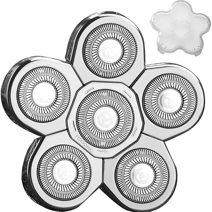 Silvery Men's Electric Shaver Replacement Heads Electric Razor Blade Replacement Head 6 Blades Head Shaver replacement Bald Shaver Head Blade