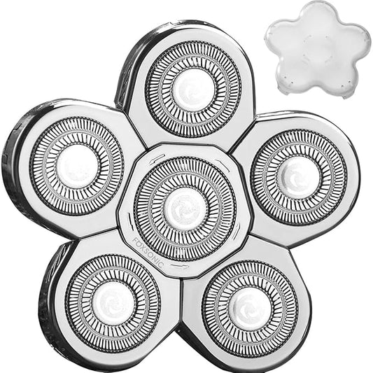 Silvery Men's Electric Shaver Replacement Heads Electric Razor Blade Replacement Head 6 Blades Head Shaver replacement Bald Shaver Head Blade