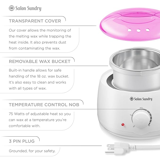 Salon Sundry Portable Electric Hot Wax Warmer Machine for Hair Removal - Pink Lid