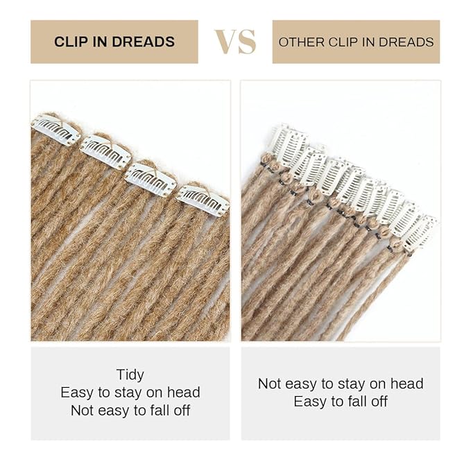 5 PCS Clip In Dreadlock Extensions, 24 inch 20 Strands Ombre Brown Synthetic Clip In Dreads Extensions for Woman