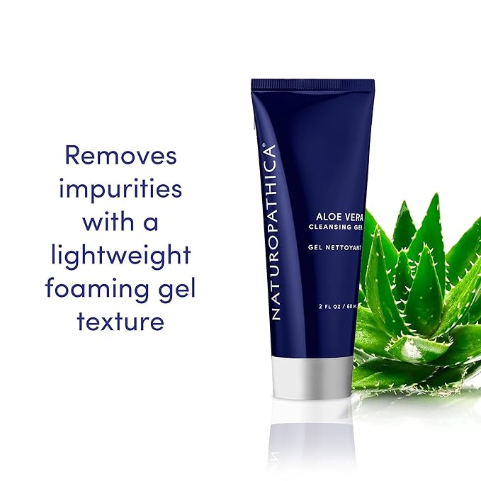 Naturopathica Aloe Vera Cleansing Gel, Facial Cleanser with Aloe Vera and Lavender, Clarifying Face Wash for Men and Women, Travel Size Face Wash, 2 fl oz