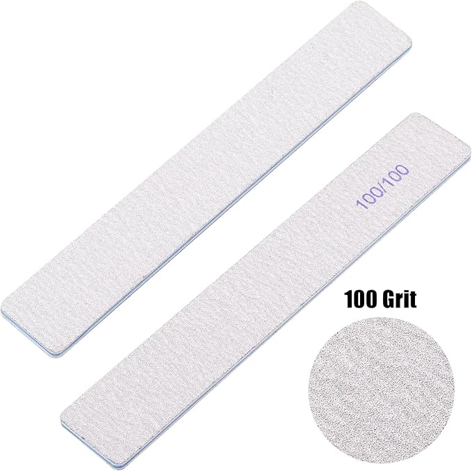 50 Pieces Rectangle Nail Files 100/100 Grit, Reusable Nail Buffers Double Sided Emery Boards Fingernail Files for Acrylic Nails and Natural Nails