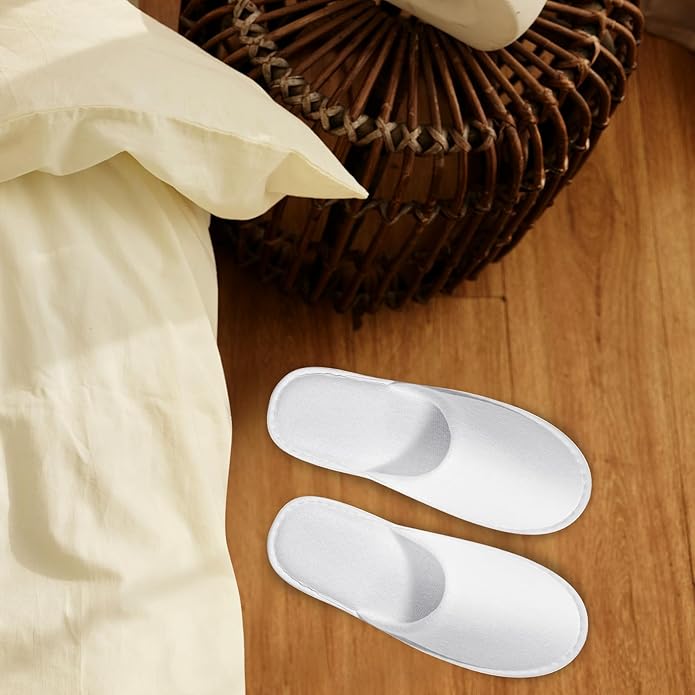 30Pairs disposable slipper disposable slippers for guests hotel slippers spa slippers Pack for Hotel, Spa, Travel, Shoeless Home, White Closed Toe (US Men Size 10, Women 11)