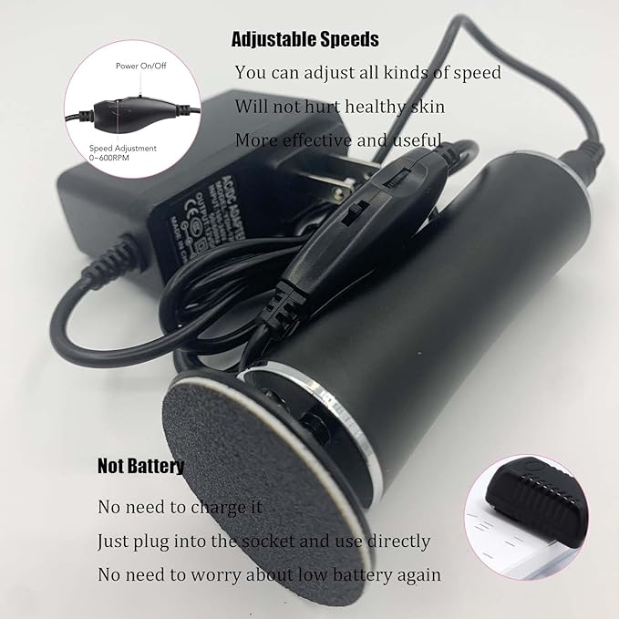 Electric Foot Callus Remover Speed Adjustable with 60pcs Replacement Sandpaper Discs Pedicure Tool Kit Callus Shaver Dead Cracked Hard Dry Skin Nail Clipper Set 16 in 1 (Black)