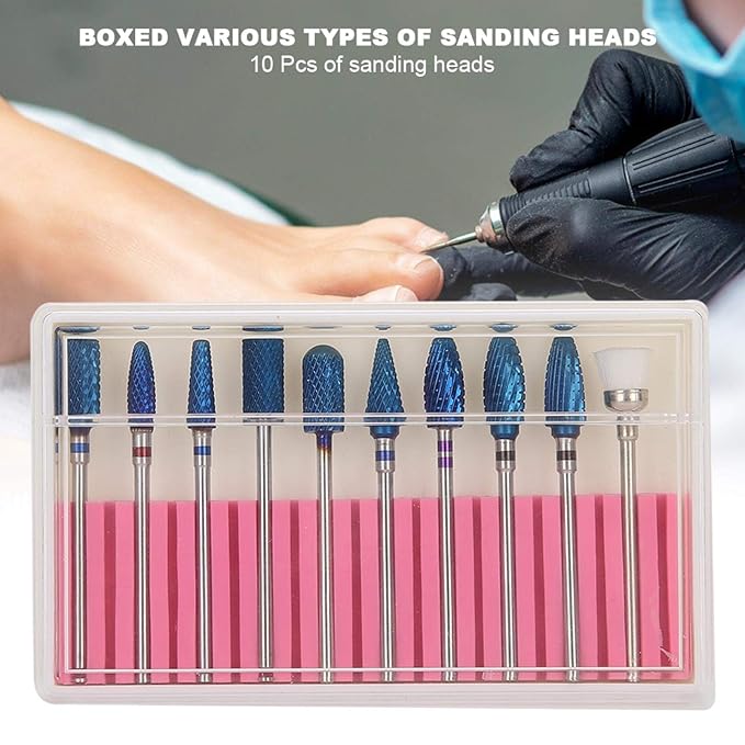 Nail Drill Bits Set,Electrical Professional Nail File Kit,Carbide Nail Drill Bits Set, Cuticle Drill Bit,Nail File Drill Bit for Manicure Pedicure Cuticle Gel Nail Polishing,10Pcs Nail Grinding Head