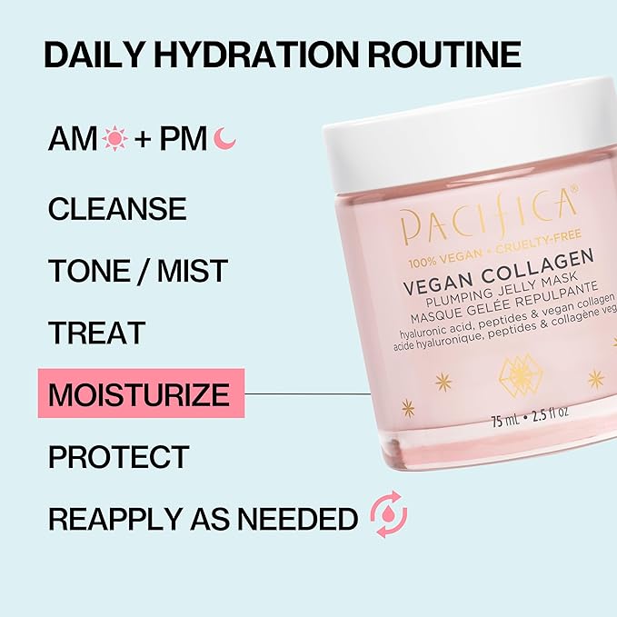 Pacifica Vegan Collagen Plumping Jelly Mask – Overnight Hydrating Face Mask with Vegan Collagen, Squalane & Hyaluronic Acid, Deep Moisture for Plump, Dewy Skin, Glass Skin Glow, Clean Beauty Skincare