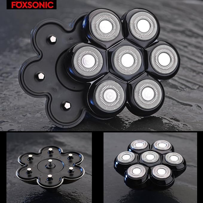 Universal Magnetic 7 Blades Head Shaver Replacement Blades for FREEDOM FREEBIRD and Other Brands Head Shaver (CX7 BLACK)