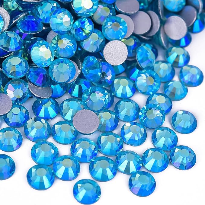 Blinginbox Flatback Rhinestones Bulk,14400pcs Crystal Round Loose Gemstones Glass Rhinestones for Crafts Makeup Nail Art Clothes Shoes DIY Decorations(SS16,3.8-4.0mm,Aquamarine AB)