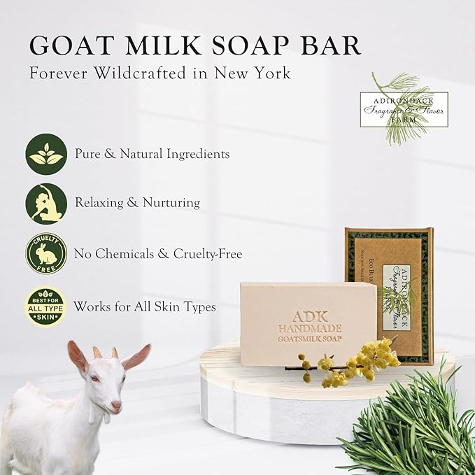 ADK Natural Goat Milk Soap Bar 16 oz., Handmade Organic Olive Oil Soap, Vegan Antioxidant Body Soap for Moisturizing Men, Women & Babies with Dry and Sensitive Skin