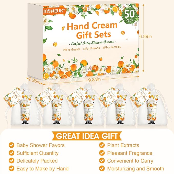 50 Pack Bulk Hand Cream Sets, Appreciation Gifts, Bridal Shower Favors, Wedding Shower Favors and Baby Shower Favors for Guests, Wedding Welcome Bag Stuffers for Guests, Thank You Gifts (Orange)