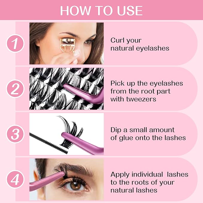 280 Pcs Individual Lashes 50D-D-0.07-16 Cluster Lashes C D Curl Wispy Lashes Bottom Lashes DIY Lashes At Home（50D-D-0.07-16）