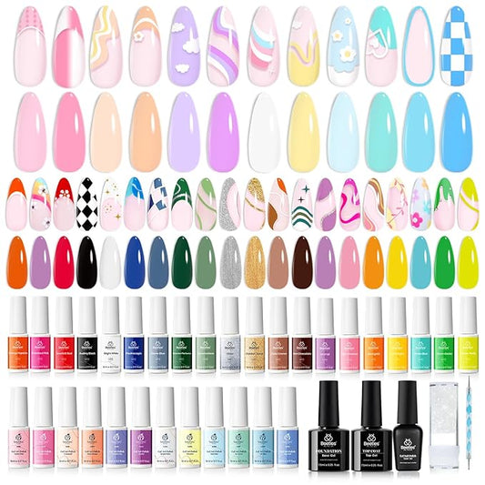 beetles Gel Polish Nail Art Liner Set Unicorn Dreamy Gel Liner Nail Polish White Black Red Silver Nude Glitter Colors Paint Swirl Built Thin Brush in Bottle Soak off Led Lamp Manicure Kits