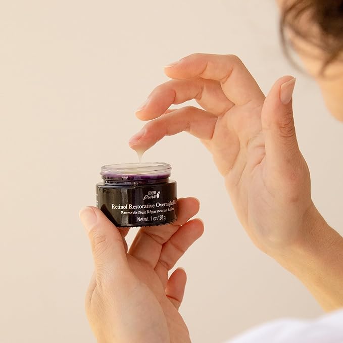 100% PURE Retinol Restorative Balm Potent Anti-Aging Facial Night Cream - Quench Thirsty Dry Skin Overnight Moisturizing Face Hydration & Skincare for Baby Soft, Even Skin Tone - Vegan - 1 oz
