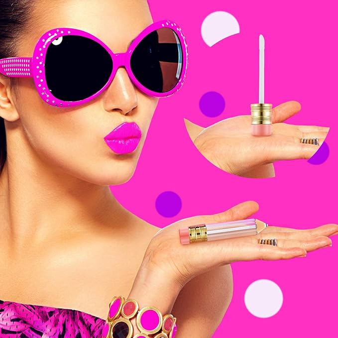 Blulu 24 Pcs 5 ml Pencil Lip Gloss Tube Empty, Gift for Graduation Teacher Appreciation, Pencil Lip Gloss Container Clear Refillable Tube for Women DIY Cosmetics