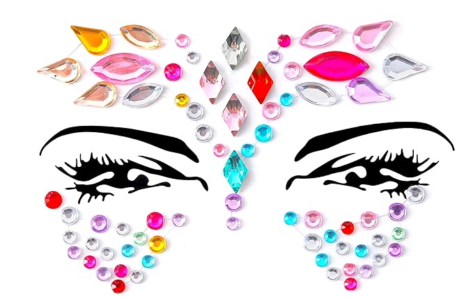 Face Gems Adhesive Glitter Jewel Tattoo Sticker Festival Gems Rave Party Body Make Up (9 PCS Z9ZAKMIX-B)