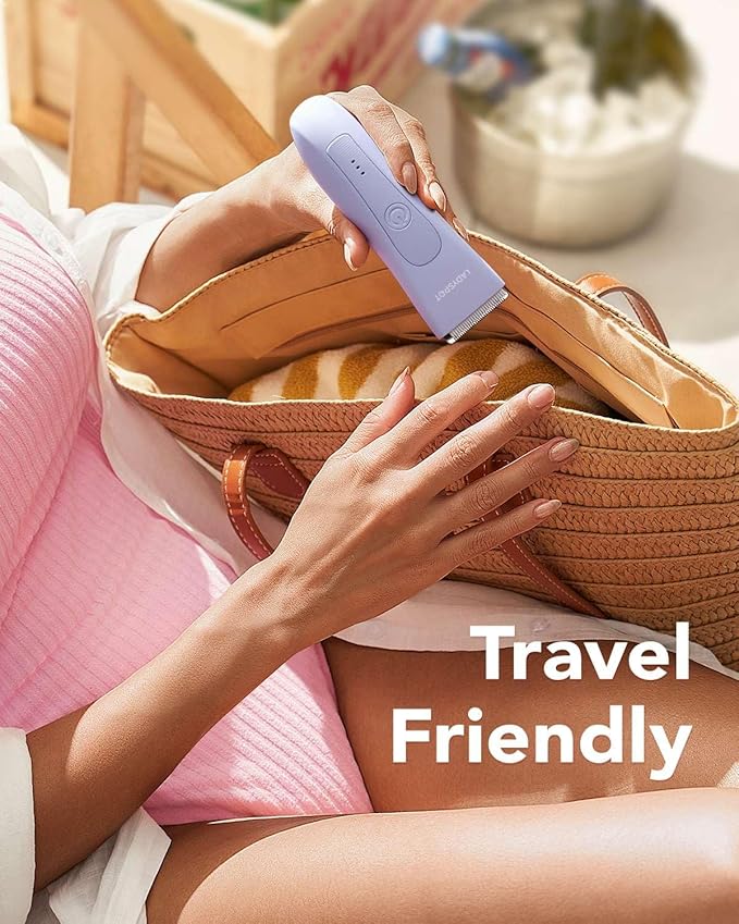 Bikini Trimmer for Women, Pubic Hair Shaver for Women -Electric Hair Shaver Razors, LADYSPOT™ Shaving Sets,with 3 Guards,Replaceable Hypoallergenic Ceramic Blade,Wet/Dry(Purple)