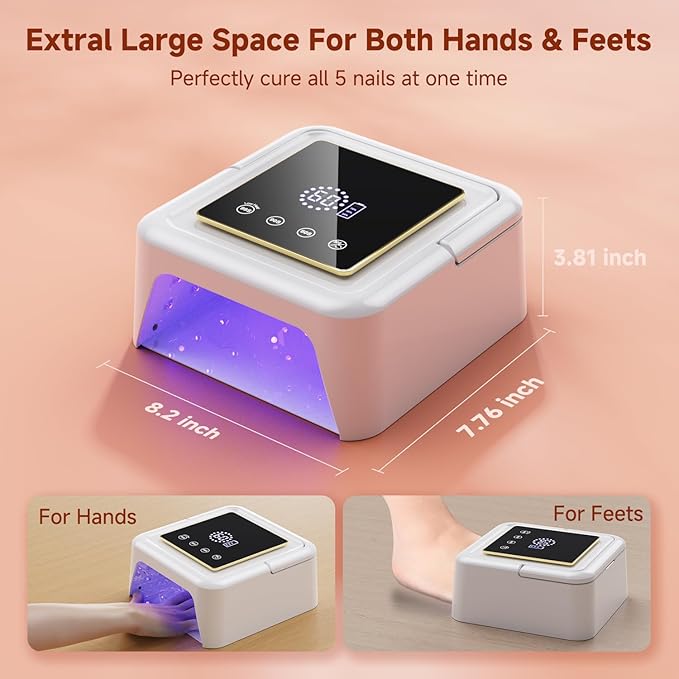 Cordless UV Nail Lamp 108W, Professional LED Nail Lamp with 36 Beads & Touch Display, Rechargeable UV Light for Gel Nails Built-in 4-Timer Modes & Auto Sensor, Fast Curing Nail Dryer for Salon & Home