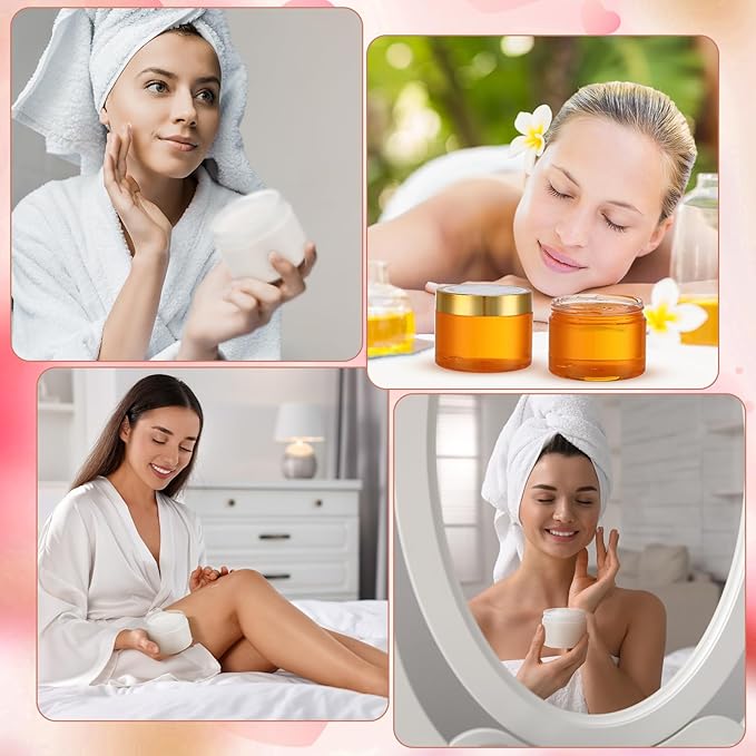 32 Pack 5 oz Plastic Jars with Gold Lids, Clear Empty Body Butter Containers Travel Size Cosmetic Bottles for Make Up and Food Storage