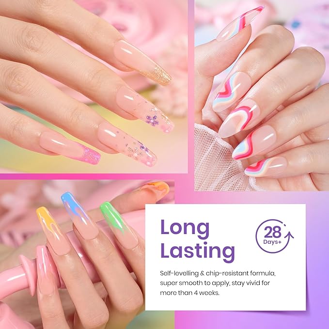 Beetles Summer Gel Polish Set, 20 Colors Neon Gel Polish Glitter Pink Red Green Blue Nail Polish Bright Rainbow Collection Sparkle Gel Base Glossy & Matte Top Coat UV Gel Gift for Women & Girls