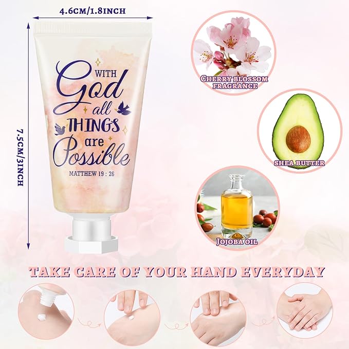 50 Pack Christian Hand Lotion Bulk Gifts for Women Mother Day Bible Mini Travel Hand Lotion Bulk for Stocking Stuffers Gifts Women Church Appreciation Teachers Coworkers(Cute)
