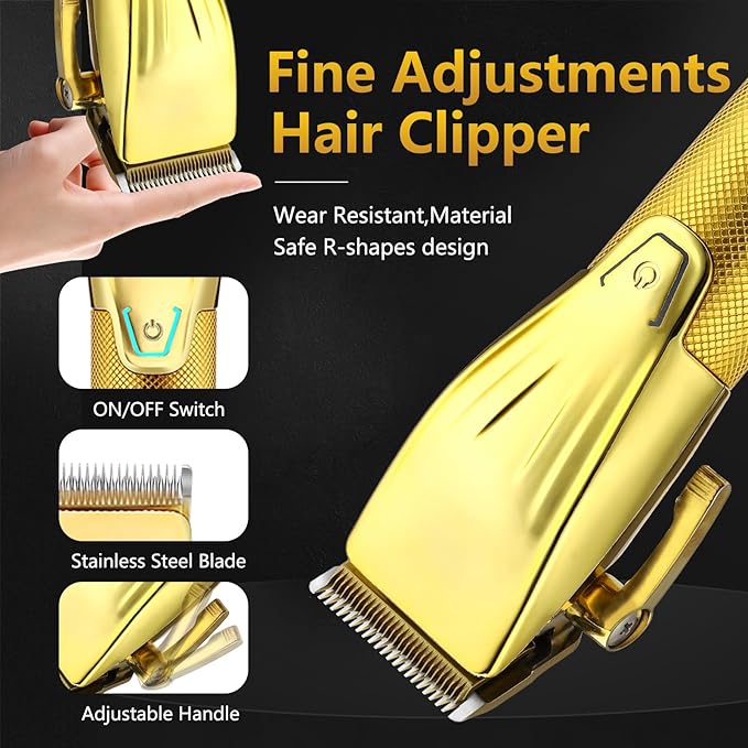 Hair Clippers for Men Professional，Clippers and T-Blade Trimmers Set，Electric Razor Shavers Hair Trimmer Kit，Hair Cutting Machine，LCD Display,Best Presents(Gold)