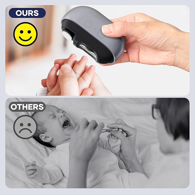 Electric Nail Clipper with USB Charging: Acina 2025 Upgraded Automatic Nail Clippers with Led Light - USB Rechargeable Safety Fingernail Trimmer for Baby Seniors Kids Adults (Black, Large)