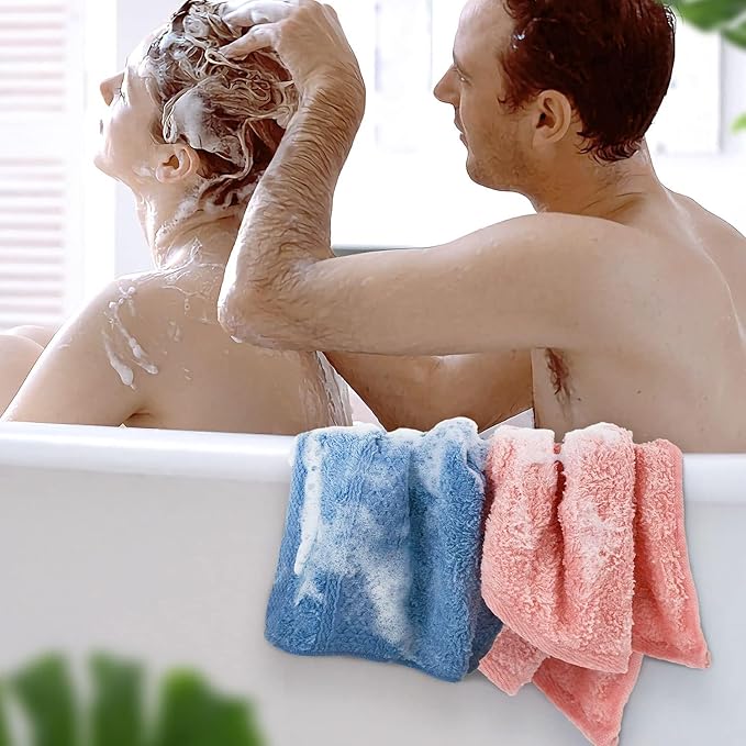 Cleanbear 100% Cotton Wash Cloths 12 Pack Bath Washcloths Facecloths, 13 by 13 Inches Large Bathroom Washcloth Set 12 Assorted Colors (Multi, 12)