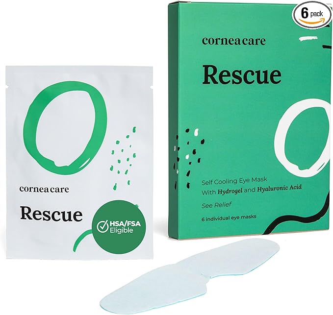 Rescue: Hydrogel Self Cooling Compress | Cold Eye Masks for Puffy Eyes | Self Cooling Eye Compress for Fast Relief | Travel Ready | 6 Count | FSA & HSA Eligible