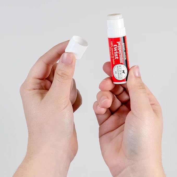 Dionis - Goat Milk Skincare Scented Lip Balm, Set of 6 (0.28 oz), Moisturize Dry and Chapped Lips, Cruelty-free and Paraben-free (Peppermint Twist)