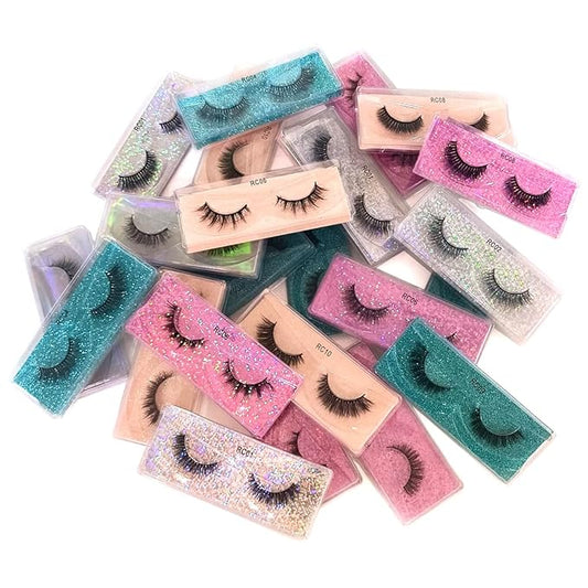 50 Pairs False Eyelashes Natural, Wholesale 5D Fuffy Volume Lashes, Faux Mink Eyelash Bulk with Portable Boxes