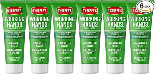 O'Keeffe's Working Hands Hand Cream, For Extremely Dry, Cracked Hands, 1 oz Tube, (Pack of 6)