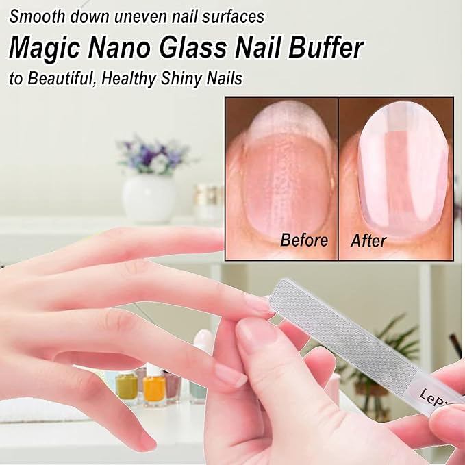 LePinko Salon-Quality Cuticle Trimmer with Cuticle Pusher and Nail File and Buffer Bundle Set