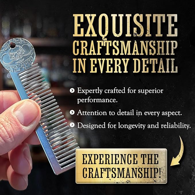 Mustache Wax Strong Hold Sudden Death 1 oz Tin & Platinum Death Grip Mustache Comb Mens Combo Kit - Grooming For Men Handlebar Moustache & Beard Wax Styling