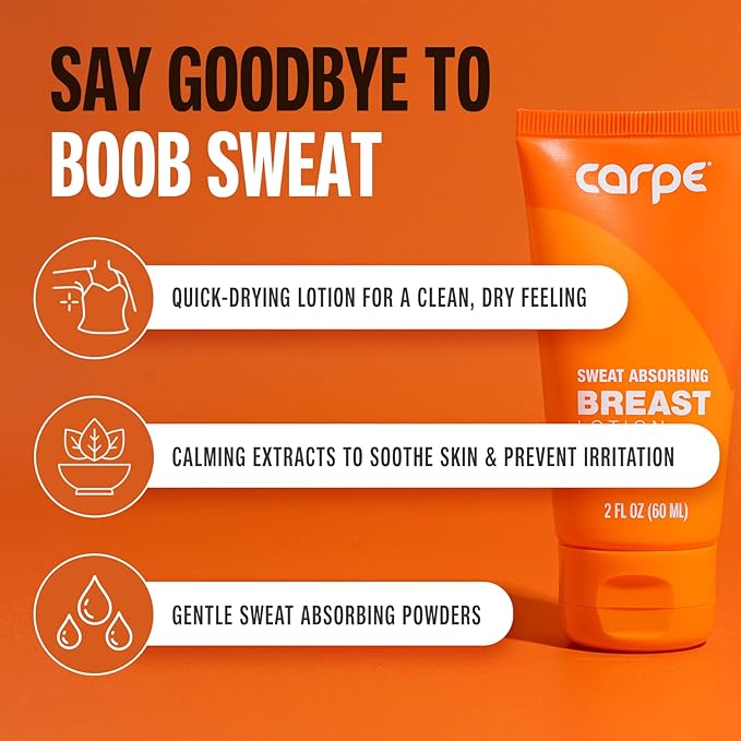 Carpe Women's Sweat Bundle Deal (1x Breast Sweat Absorbing Lotion, 1x Thigh Chafe Lotion, 1x Groin Powder) Women's Deodorant - Helps Absorb Excessive Sweat w/ Odor Protection for Sensitive Lady Parts