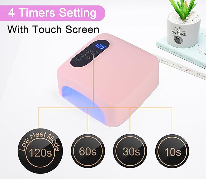72W Cordless Led Nail Lamp, Rechargeable Nail Dryer, Portable Gel UV Led Nail Light with 4 Timer Setting Sensor, Professional Gel Nail Lights Nail Art Manicure Tools for Home and Salon