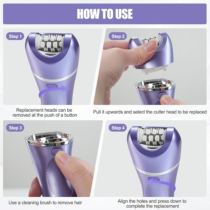 Pluxy Epil Pro 3.0 Women Face Epilator, 7-in-1 Rechargeable Facial Hair Remover with LED Battery Display, Facial Shaver for Face, Eyebrow, Nose Trimmer