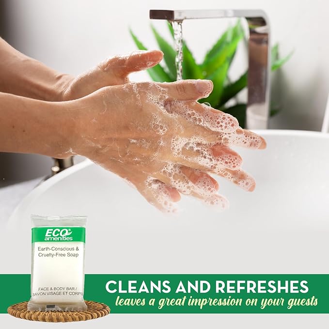 ECO amenities Bar Soap Bulk - 25 Pack, 1.0 oz Travel Size Soap Bars - Individually Wrapped For Hotels - Great for Vacation Rental and Airbnb Toiletries or Hygiene Kits Supplies