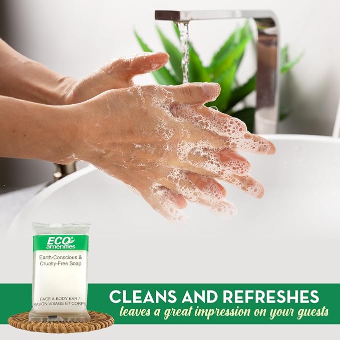 ECO amenities Bar Soap Bulk - 200 Pack, 1.0 oz Travel Size Soap Bars - Individually Wrapped For Hotels - Great for Vacation Rental and Airbnb Toiletries or Hygiene Kits Supplies