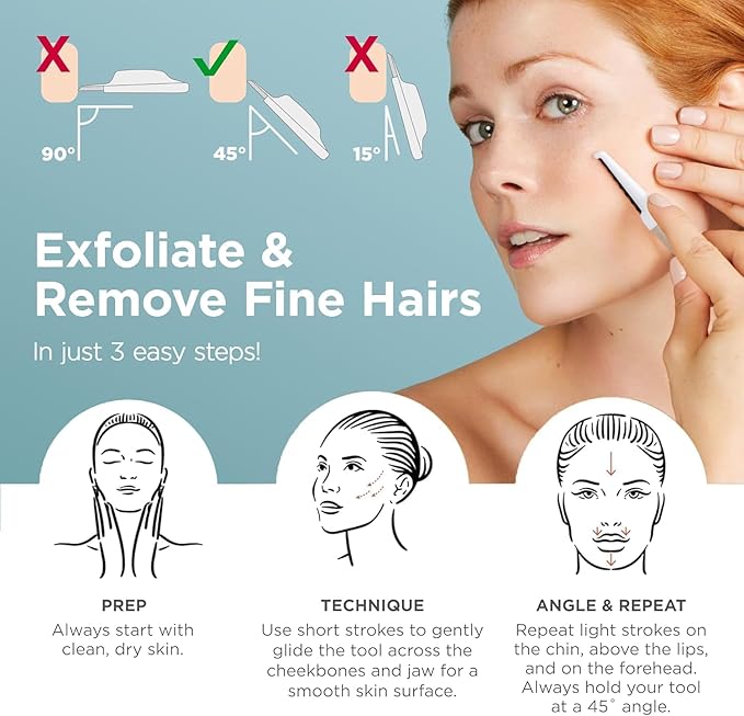 StackedSkincare Dermaplaning Face Exfoliating Tool, Professional-Grade Razor to Remove Dead Skin and Peach Fuzz, Includes 1 Aluminum Handle and 1 Razor Head (Non-Electric)