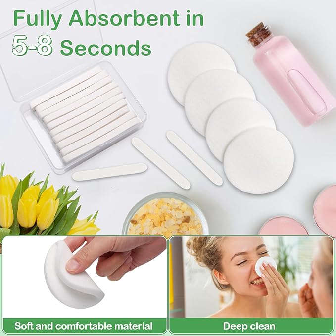 360+1 Pack White Compressed Facial Sponges, Luxiv Round Compress Face Cleaning Sponge for Estheticians Face Sponge Soft Compressed Makeup Sponges with Travel case (360)