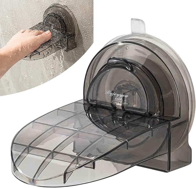 Shower Foot Rest, SUVEUS No Slip Suction Foot Stand for Shaving Legs, Foot Washing Stool for Inside Shower, Shower Shaving Leg Assist (Black)