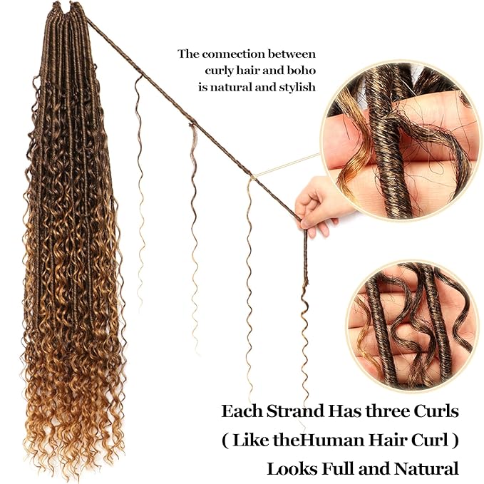 8 Packs Goddess Faux Locs Crochet Hair-30 Inch Boho Soft Locs Crochet Hair for Black Women (T27, 30 Inch(Pack of 8))