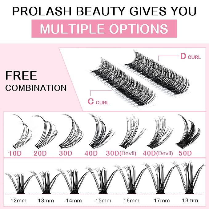 280 Pcs Individual Lashes, Lash Clusters 12-14-16-18 Mixed Cluster Lashes that Look Like Eyelash Extensions 30D+40D Mixed DIY Lash Extension Self Application At Home (30D+40D-D-12-18mix)