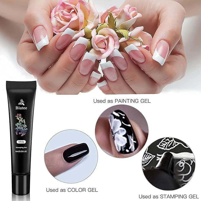 7 Colors Nail Stamping Polish Gel Nail Stamper Kit with 5 Pcs Nail Stamping Plates for Nails Art Stamp Beginners Kit