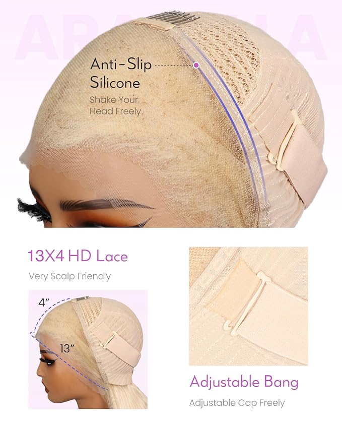 Arabella 613 Blonde Bob Wig Human Hair 613 Lace Front Wig Human Hair 13X4 Lace Front Bob Wig Human Hair 210% Density Pre Plucked With Baby Hair 613 Bob Wigs Human Hair (10 inch, 13x4 Blonde Bob)