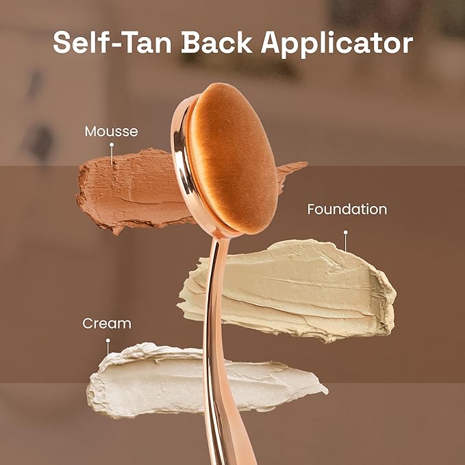 Self-Tan Back Applicator - Self Tanner Brush for Back - Body and Face Kabuki Brush Applicator for Fake Tan, Lotion, Makeup, and Sunscreen, Back Brush Applicator for Sunless Tanner and cream