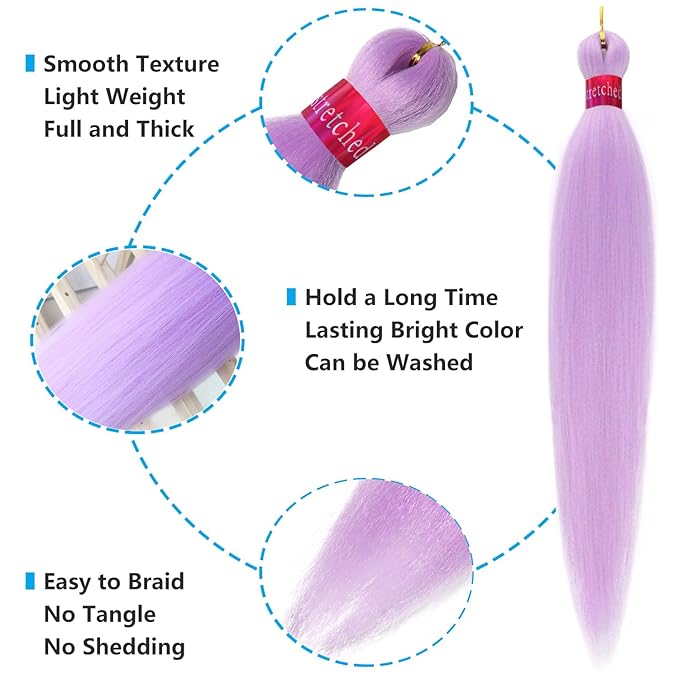 Colors Braiding Hair Pre stretched 28 Inches 3 Bundles Extensions Kanekalon Synthetic Hair Three Color Mix Diy Combinations, 1pur/3pur/lade blue